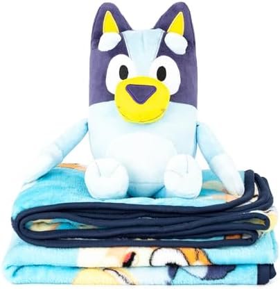 Jay Franco Bluey Plush Mini Pillow Buddy & 40 x 50 Inch Travel Throw Set - Kids Super Soft 2 Piece Blanket Set - Image 3