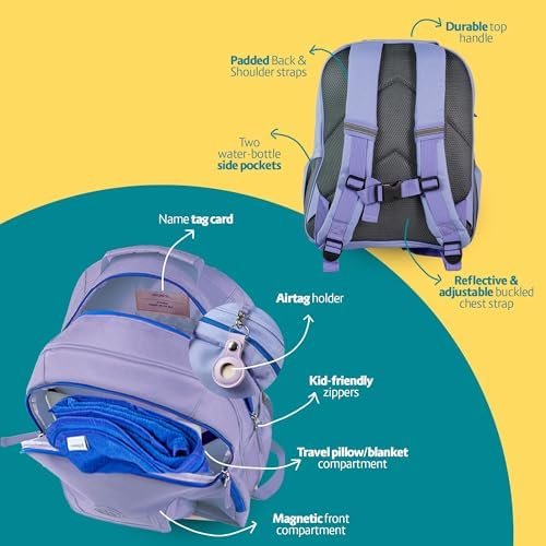 3pc Kids Travel Backpack Set – kids travel pillow and blanket & AirTag holder included | Toddler road trip essentials & Travel Essentials for Kids ages 4-10 - Image 3