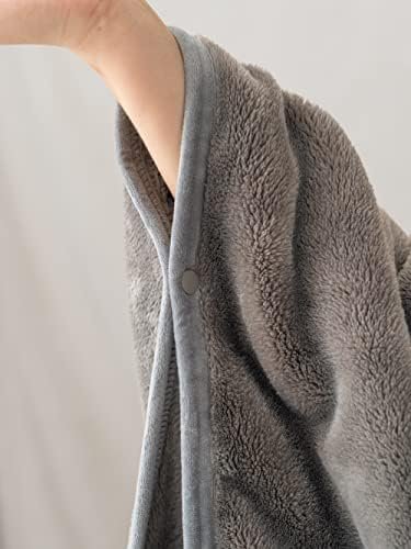 Mellowdy Shawl Blanket Pillow 2-in-1 with Sleeves for Office, Work, Home (Dark Grey, 40x60) - Wearable Adult Snuggie Coat Poncho, Airplane Travel Set, Fleece Shoulder Wrap for Men and Women - Image 7