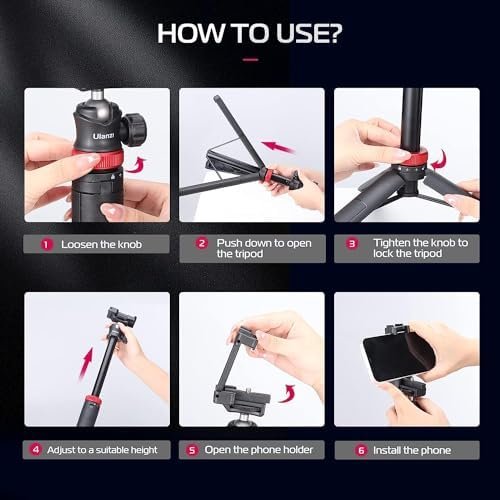 ULANZI MT-44 Extendable Phone Tripod, 360° Ball Head 44" Selfie Stick Phone Vlog Tripod Stand with 2 in 1 Phone Clip for iPhone Sony Canon GoPro, Lightweight for Travel - Image 5