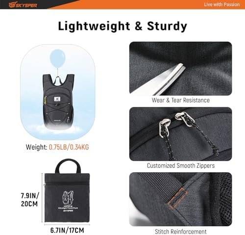 SKYSPER 15L/20L Foldable Hiking Backpack Lightweight Packable Travel Daypack with Chest Strap Small Folding Pack for Walking - Image 3