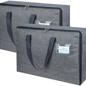YACQ 2 Pack Large Moisture-Proof Storage Moving Travel Bag for Comforter Pillow Blanket Quilt Bedding Clothes/Water-Resistant Linen Fabric/Storage Container for Closet Under-Bed