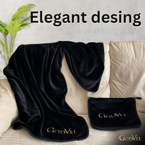 Travel Blanket and Pillow Set 2 in 1- Soft Fleece Throw Blanket with Portable Carry Bag - Perfect for Airplane, Car, and Camping, Travel Essentials- Black. - Image 6