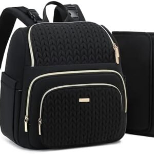 Diaper Bag Backpack - Lightweight & Stylish, Boys, Girls & Baby Travel Essentials Tote with Changing Pad, Insulated Pocket, Stroller Strap - Baby Diaper Backpack for Mom, Maternity (Black)