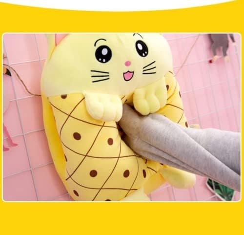 Kids Stuffed Animal Travel Blanket and Pillow Set, Adorable 3 in 1 Multifunctional Fruit Plush Pillow with Hand Warmer Design, Perfect for Travel, Camping, Car, Home and Office (15") (Yellow) - Image 3