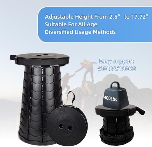 Upgraded Portable Folding Stool, Height Adjustable, Lightweight Yet Sturdy, Extendable Camping Chairs or Travel Footrest - Can Withstand at leasty 400 lbs. - Image 4