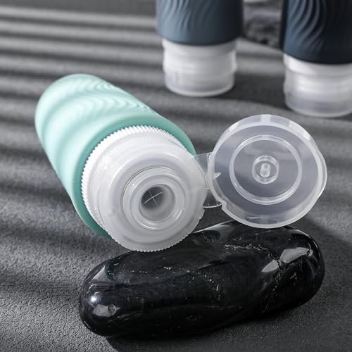 Travel Bottles for Toiletries, TSA -Approved 3oz Portable Bottles, BPA-Free Leak Proof Squeezable Silicone Size Containers, Travel Accessories with Clear Toiletry Bag (4 Pack) - Image 2