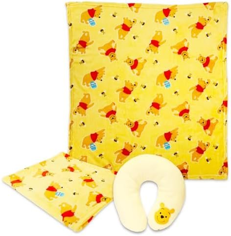 Disney Winnie The Pooh Travel Set for Kids- Bundle with Winnie The Pooh Blanket and Neck Pillow Plus Sticker Activity Book, More Winnie The Pooh Travel Accessories Set - Image 2