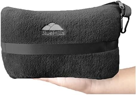BlueHills Travel Blanket Pillow in Mini Soft Packable Case Premium Plush Airplane Blanket in Portable Compact Pack with Luggage Belt and Carabiner Long Flight Throw Essentials Lightweight- Black M05 - Image 8