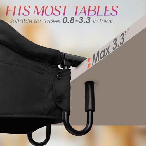 Hook on High Chair,High Chair for Babies and Toddlers 6-36 Months,Portable and Foldable High Chair for Home and Travel-Includes Storage Bag(Black) - Image 4