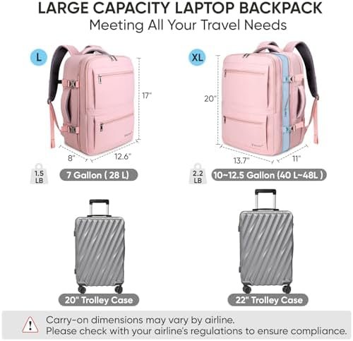 BALEINE Travel Backpack for Women Men, Sturdy Carry On Backpack, Large Backpack Travel Laptop Backpack Gifts for Business, Casual, Weekender, Hiking (Large, Pink) - Image 4