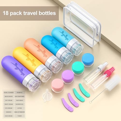 19 Pack travel Bottles for Toiletries, Silicone TSA Approved Travel Size Containers for toiletries Leak Proof Refillable Travel Essentials for Shampoo Conditioner Lotion toiletry bottles - Image 3