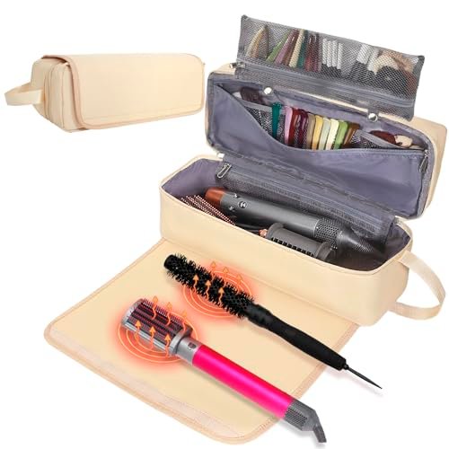 Hair Tools Travel Bag with Heat Resistant Pad, Portable Hair Tools Storage for Hair Straighteners, Curling Iron and Hair Care Accessories, Traveling Essentials for Women