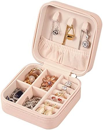 LETURE PU Leather Small Jewelry Box, Travel Portable Jewelry Case for Ring, Pendant, Earring, Necklace, Bracelet Organizer Storage Holder Boxes (Pink) - Image 4