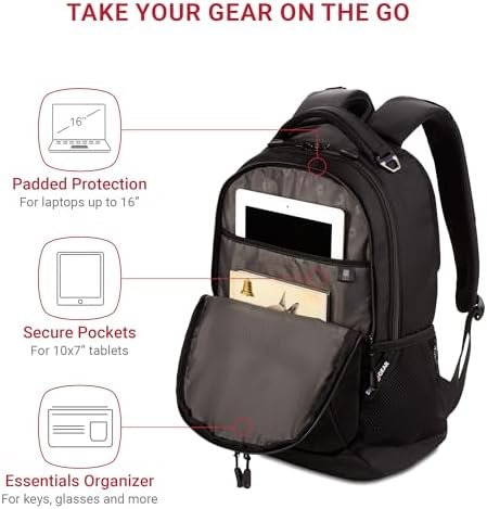 SwissGear Cecil 5505 Laptop Backpack, Black, 18-Inch - Image 2