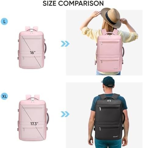 BALEINE Travel Backpack for Women Men, Sturdy Carry On Backpack, Large Backpack Travel Laptop Backpack Gifts for Business, Casual, Weekender, Hiking (Large, Pink) - Image 6
