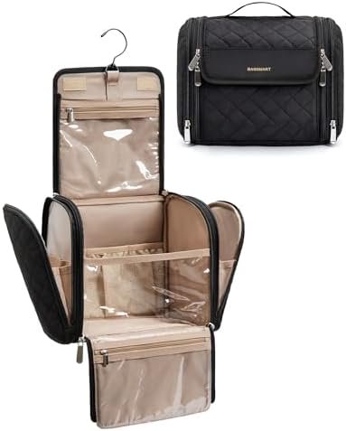 BAGSMART Makeup Bag for Women with Hanging Hook - Portable Cosmetic Case, Large Capacity Door Room Essentials Travel Organizer for Full Sized Cosmetics and Toiletries, Black - Image 8