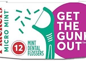 Plackers Micro Mint Dental Floss Picks with Travel Case, 12 Count (Color May vary)