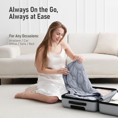 Wemore Weighted Lap Blanket 7lbs for Adults, Small Weighted Blanket for Travel, Calming, Relaxing, Napping and Sleeping, All-Season Weighted Lap Pad, Machine Washable, Light Grey 24x29 inches - Image 3