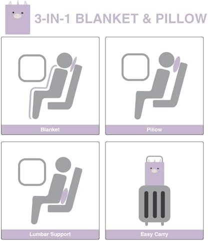 3-in-1 Kids Travel Pillow and Blanket Set, Snuggle Pillow in 12"X15", Plush Throw Blanket for Kids in 40"X60",Unicorn Gifts for Girls, Perfect for Travel, Camping, Home and Office - Image 8