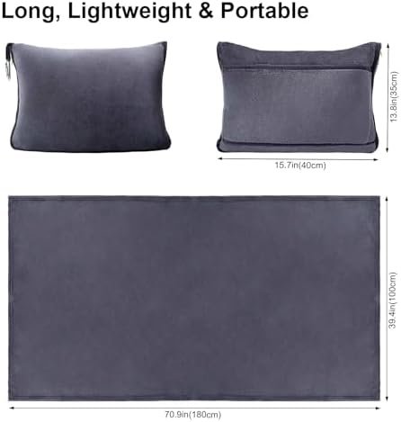 DAWNTREES 2 Pack 70"x40" Travel Blanket and Pillow Set,2 in 1 Large Airplane Blanket with Soft Bag Essential for Airplane, Car, Long-Distance Travel, and Outdoor Camping - Image 3