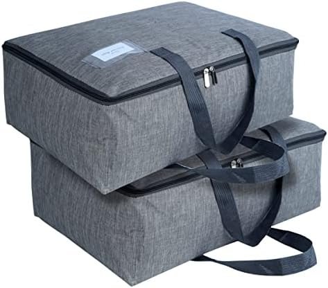 YACQ 2 Pack Large Moisture-Proof Storage Moving Travel Bag for Comforter Pillow Blanket Quilt Bedding Clothes/Water-Resistant Linen Fabric/Storage Container for Closet Under-Bed - Image 3
