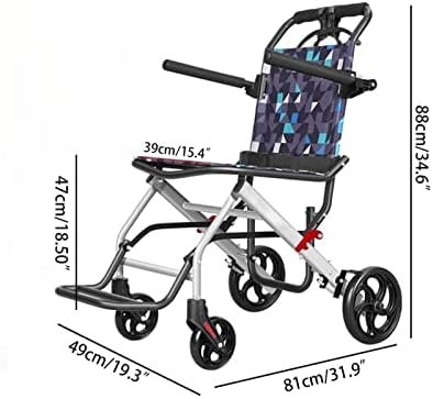Ultralight Transport Wheelchair, Folding Portable Boarding Travelling Wheelchair with Hand Brake, Wheelchairs for Adults,Folding Wheelchairs (19.3X31.9X34.6 inches) - Image 2