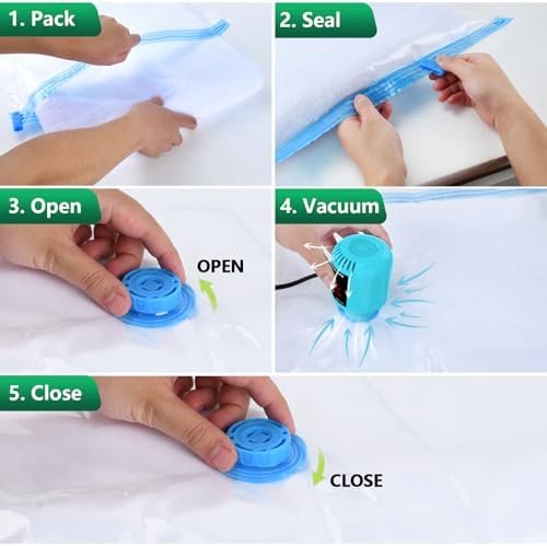 ZXA Vacuum Storage Bags with Electric Air Pump, 5 Pack Large 32''x 24'' Vacuum Seal Bags for Clothing, Space Saver Vacuum Storage Bags for Blanket, Duvets, Pillows, Comforters - Image 5