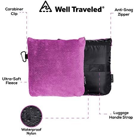 Well Traveled - 2 in 1 Fleece Travel Blanket with Stuffable Pillowcase, Airplane Travel Essentials, Portable Airplane or Car Blanket - Family Travel Necessities - Comfy Airplane Traveling Accessories - Image 2