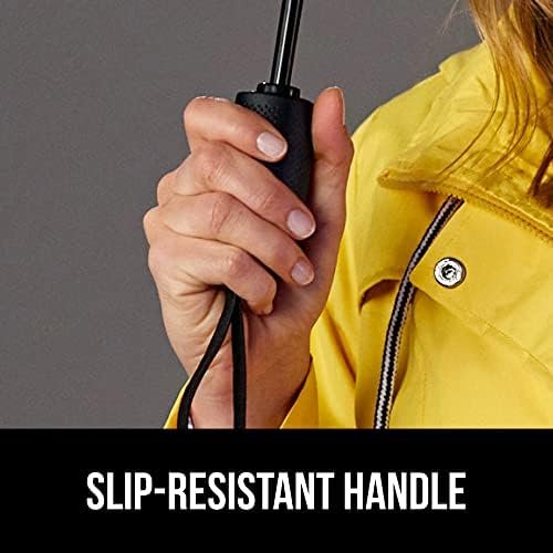 Gorilla Grip Windproof Compact Stick Umbrella for Rain, Travel One-Click Automatic Open and Close, Lightweight, Portable, Strong Reinforced Fiberglass Ribs, Easily Collapsible, Black - Image 7