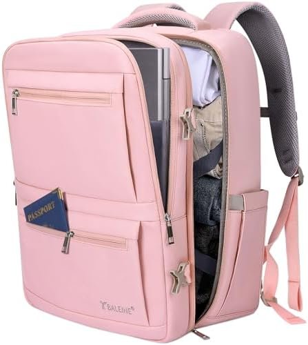 BALEINE Travel Backpack for Women Men, Sturdy Carry On Backpack, Large Backpack Travel Laptop Backpack Gifts for Business, Casual, Weekender, Hiking (Large, Pink)