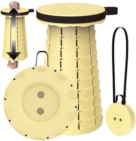 Upgraded Folding Stool with Carabiner,Retractable Collapsible Stool,Portable Camping Stool Lightweight and More Sturdy Capacity 440Ibs for Outdoor Fishing Hiking Travel