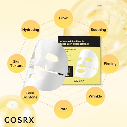 COSRX Advanced Snail Mucin Glass Glow Hydrogel Face Masks Skincare 3 EA, Collagen Face Mask, Travel Essentials, Overnight Face Mask, Korean Skin Care - Image 4