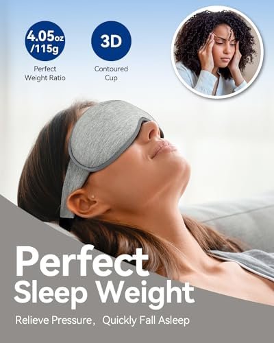 Weighted Eye Mask for Sleeping - Blackout Sleep Mask for Women Men, FACEMOON Lash Extension Eye Covers, Memory Foam, 3D Contoured, Airplane Travel Essentials, Blindfold for Meditation(Gray) - Image 2