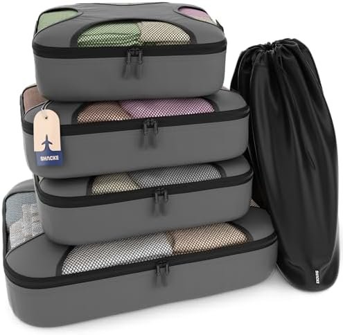 Shacke 5 Set Packing Cubes for Travel - Luggage Organizer Bags - Travel Cube (Dark Grey)