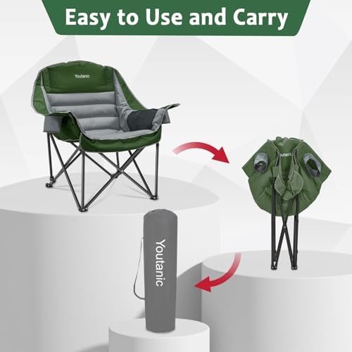Oversized Camping Chair, Portable Folding Camping Chairs with Side Pocket, Cup Holder and Carry Bag, Heavy Duty Outdoor Camping Chairs for Adults, Fishing, Sports, Trip, up to 400lbs, Style 7 - Image 5