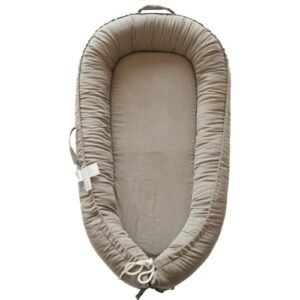 Infant Lounger, Baby Nest Cover for Baby Girls & Boys, Newborn Essentials for Baby 0-12 Months, 100% Cotton Breathable, Portable Travel Bed (Fields of Rye_Corduroy)