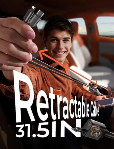 LISEN Retractable Car Charger [69W USB C Car Accessories Adapter ] for iPhone 16 USB C Charger Fast Charging, Travel Essentials Gifts for Women Men, Road Trip Essentials for iPhone 16e 16 15 14 13 12 - Image 3