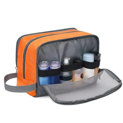 Toiletry Bag for Men/Women Hanging Dopp Kit Water Resistant Shaving Bag Small Toiletry Bag for Traveling (Orange) - Image 7