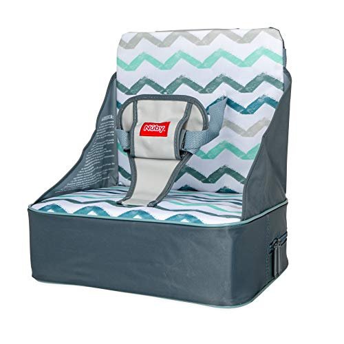 Nuby Easy Go Booster Seat - Travel Booster Seat for Babies and Toddlers - Holds Up To 50 Pounds - 9+ Months - Gray Chevron - Image 7