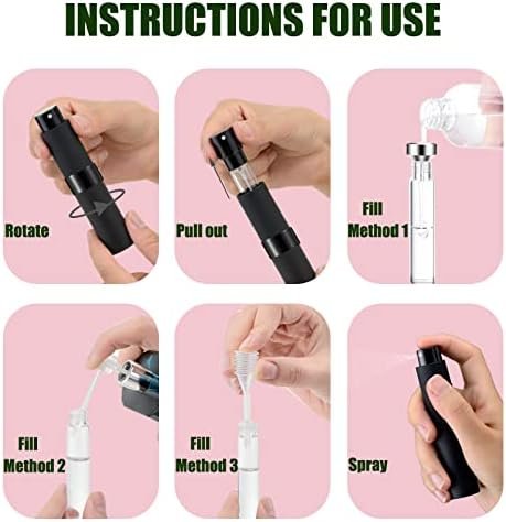 2 PCS/8ml Portable Mini Perfume Atomizer bottles, Empty Refillable Spray Bottle with 3 Types of Refill Tools, Pocket Travel Perfume Sample Bottles(Matte Black) - Image 5