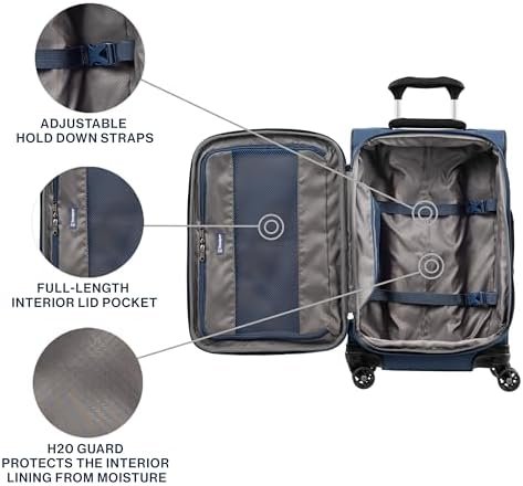 Travelpro Tourlite Softside 21" Expandable Luggage with 4 Spinner Wheels, Lightweight Suitcase, Carry-On, Blue - Image 5