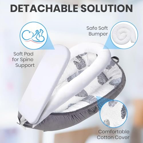 Totsi Baby Lounger Set | Ultra-Soft Baby Nest with Pillow and Blanket | Machine Washable Infant Lounger 0-24 Months | Adjustable Infant Nest for Travel | Baby Lounger Cover for Newborn - Image 3