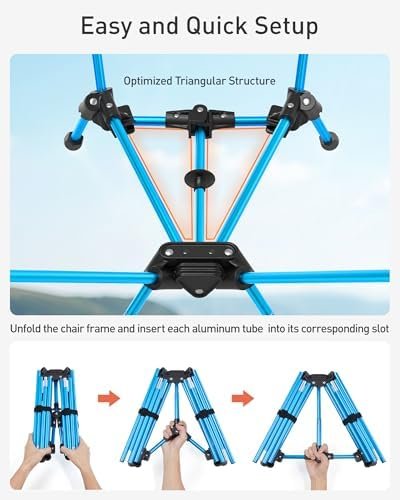 TOURIT Portable Folding Camping Backpack Chair with Head Support, High Back Stable Compact Outdoor Chair for Beach Picnic Travel Hiking, Supports 380 Lbs, Black - Image 7