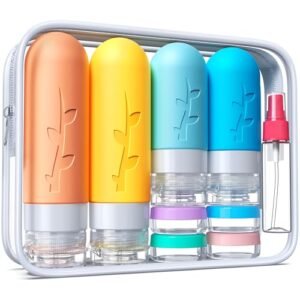 18 Pcs Travel Bottles for Toiletries, TSA Approved Silicone Travel Size Containers for toiletries Set, Refillable & Leakproof Travel Bottles Kit Travel Size Bottles
