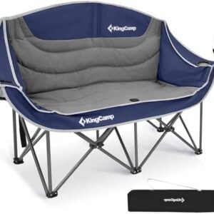 KingCamp Double Camping Chair Loveseat Heavy Duty for Adults Two Person Outdoor Folding Chairs with Cup Holder Wine Glass Holder Support 440 lbs for Outside Picnic Beach Travel