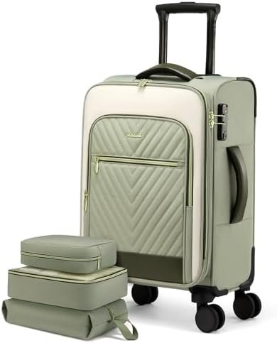 LOVEVOOK Carry On Luggage 22x14x9 Airline Approved,20 Inch Carry-on Suitcase for Women,Softside Suitcases with Wheels,Rolling Checked Luggage with TSA Lock,Lightweight Travel