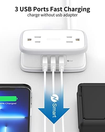 Travel Power Strip with USB Ports, NTONPOWER 4 Outlets 3 USB with 4FT Wrapped Short Extension Cord Flat Plug, USB Portable Desktop Charging Station, Compact for Hotel Travel Cruise Essentials, White - Image 7