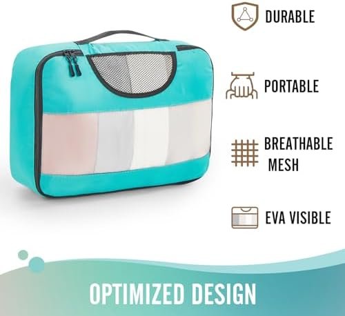 Veken 6 Set Packing Cubes for Suitcases, Travel Essentials for Carry on Luggage, Suitcase Organizer Bags Set for Travel Accessories in 4 Sizes(Extra Large, Large, Medium, Small)，Cyan - Image 4