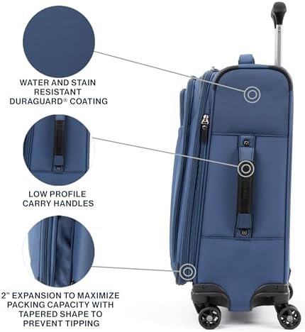 Travelpro Tourlite Softside 21" Expandable Luggage with 4 Spinner Wheels, Lightweight Suitcase, Carry-On, Blue - Image 6